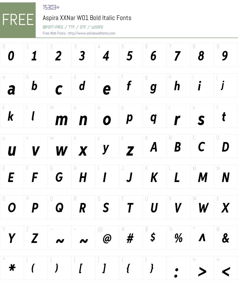 AspiraXXNarW01-BoldItalic Font Screenshots