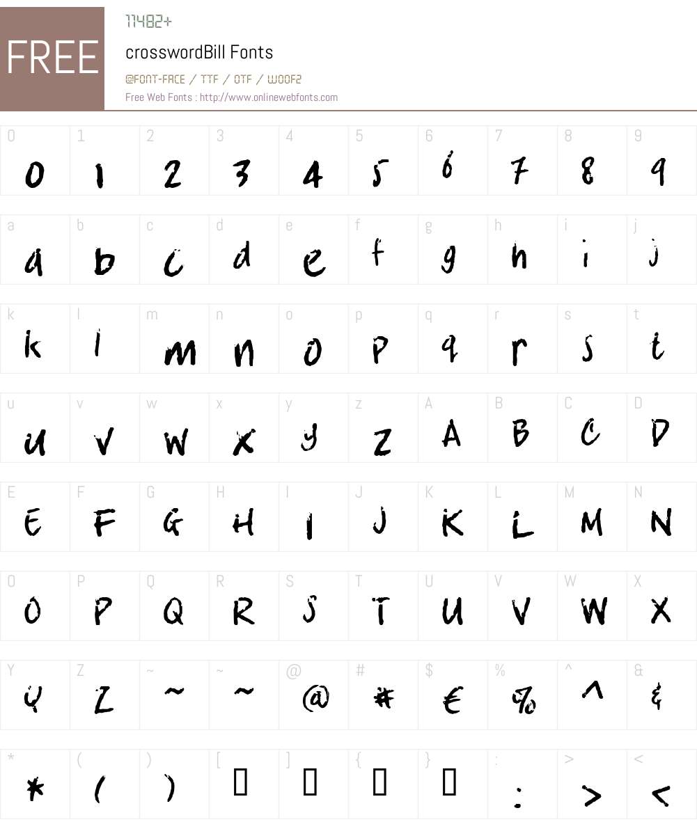 crosswordBill Font Screenshots