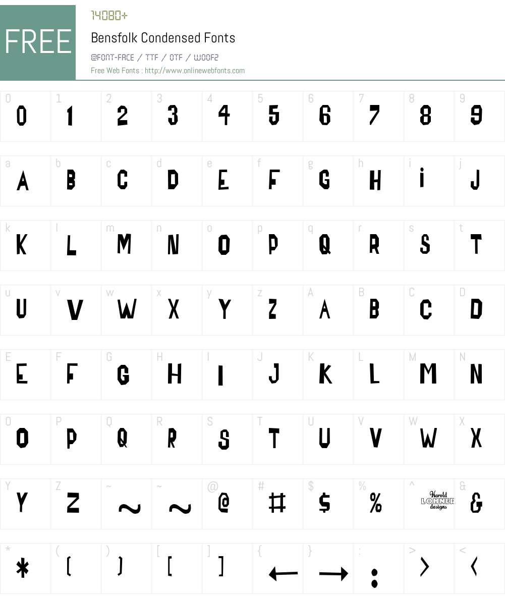 Bensfolk Condensed Font Screenshots