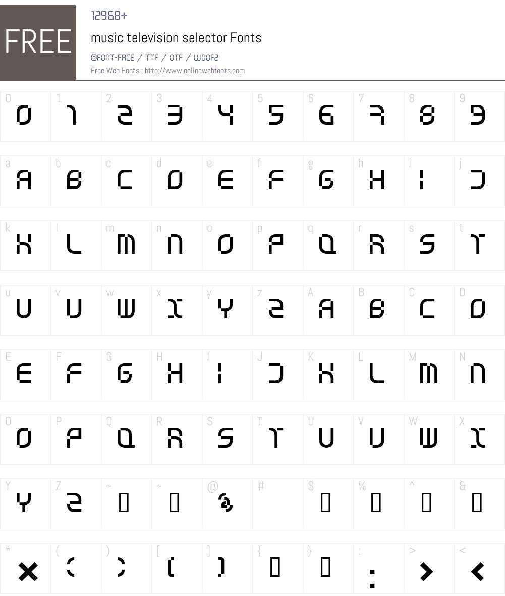 music television selector Font Screenshots