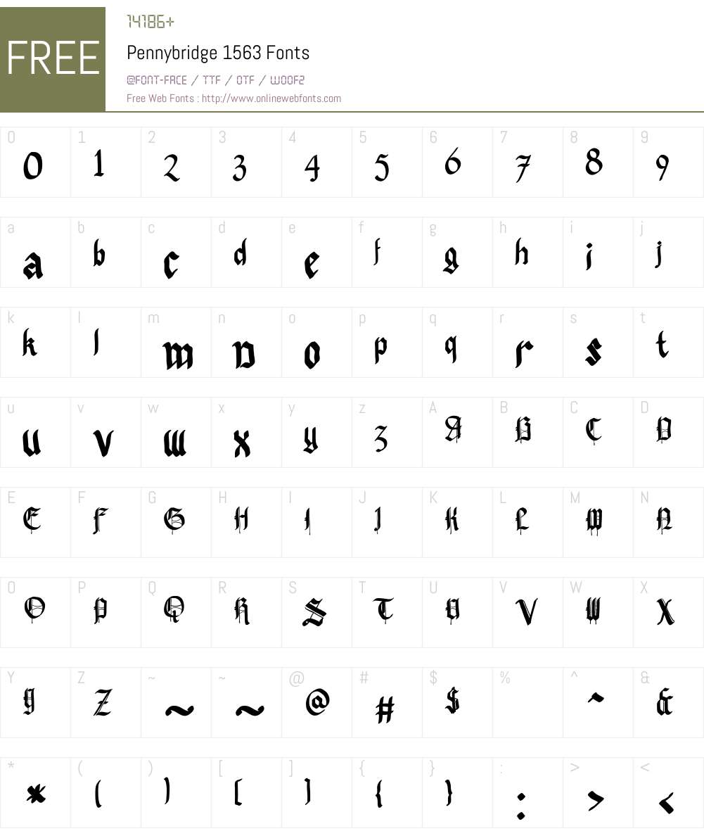 Pennybridge 1563 Font Screenshots
