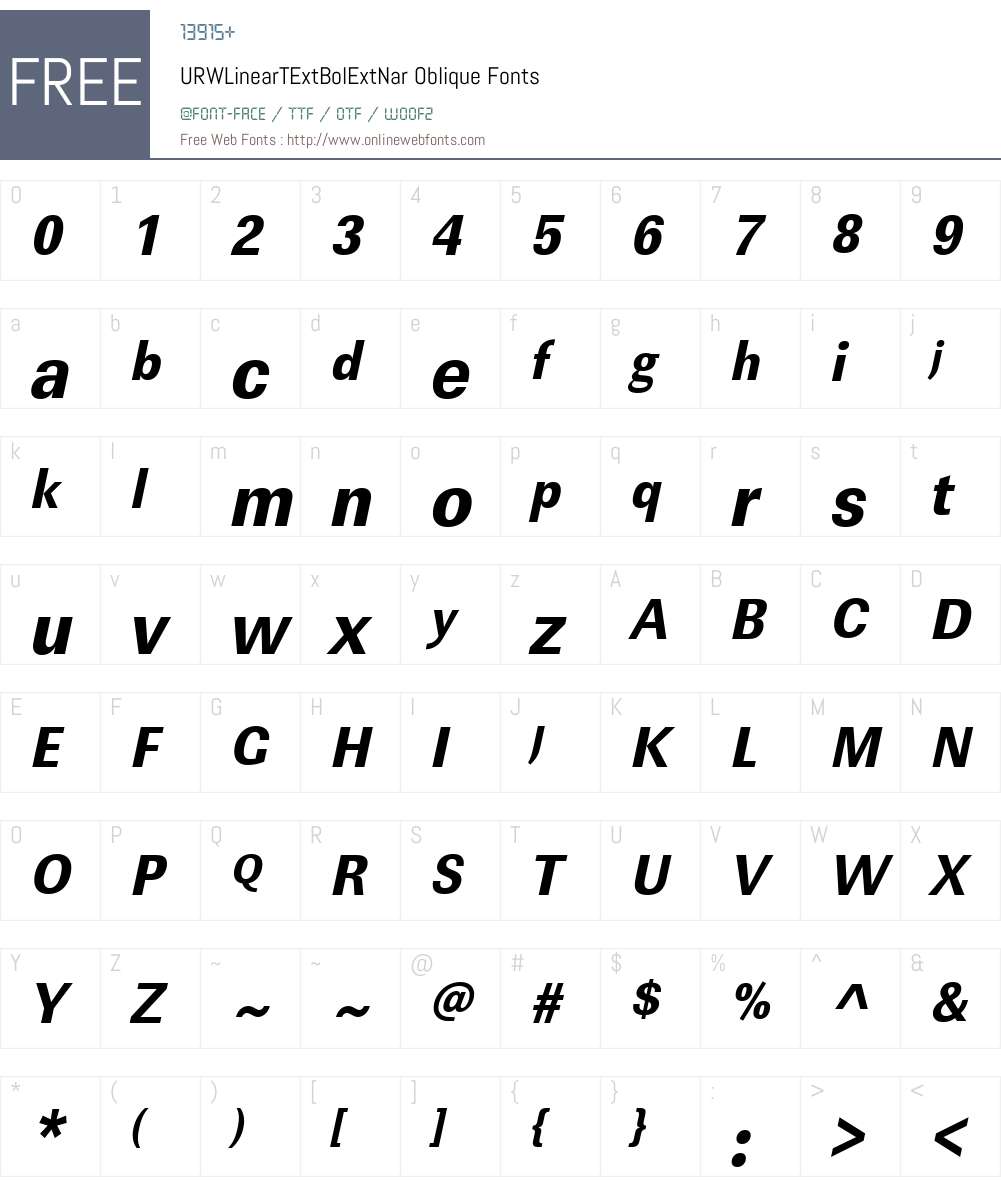 URWLinearTExtBolExtNar Font Screenshots