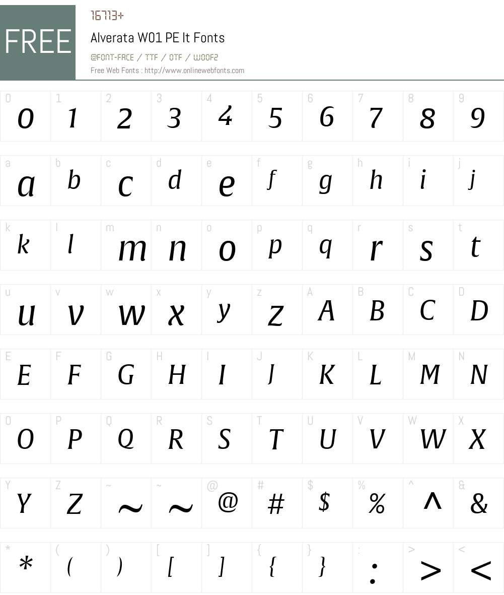 AlverataW01-PEIt Font Screenshots