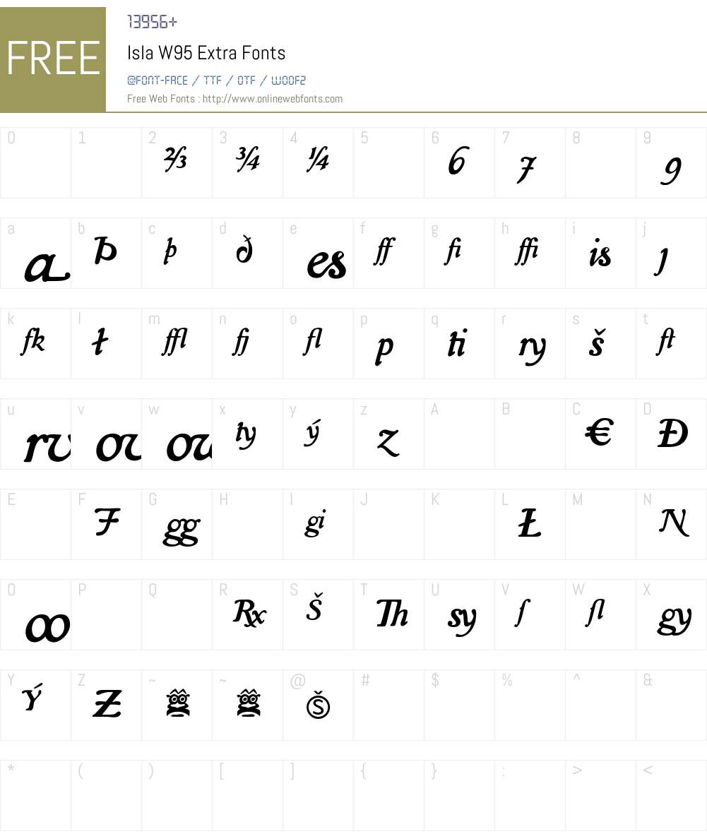 IslaW95-Extra Font Screenshots