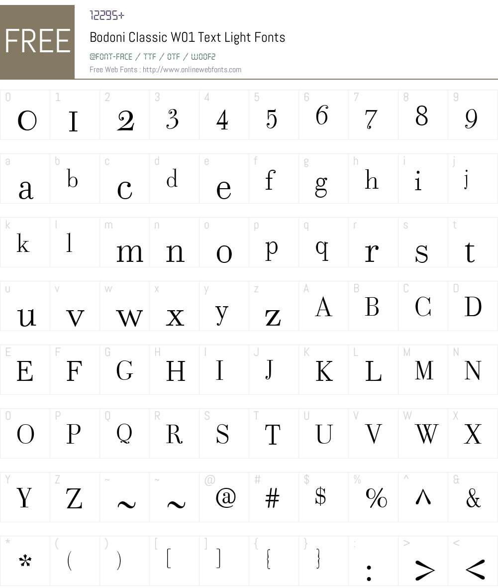 BodoniClassicW01-TextLight Font Screenshots