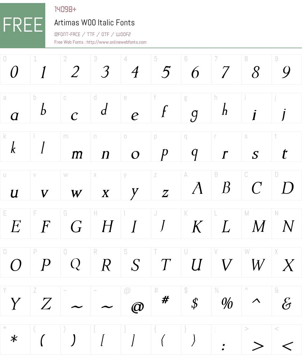 ArtimasW00-Italic Font Screenshots