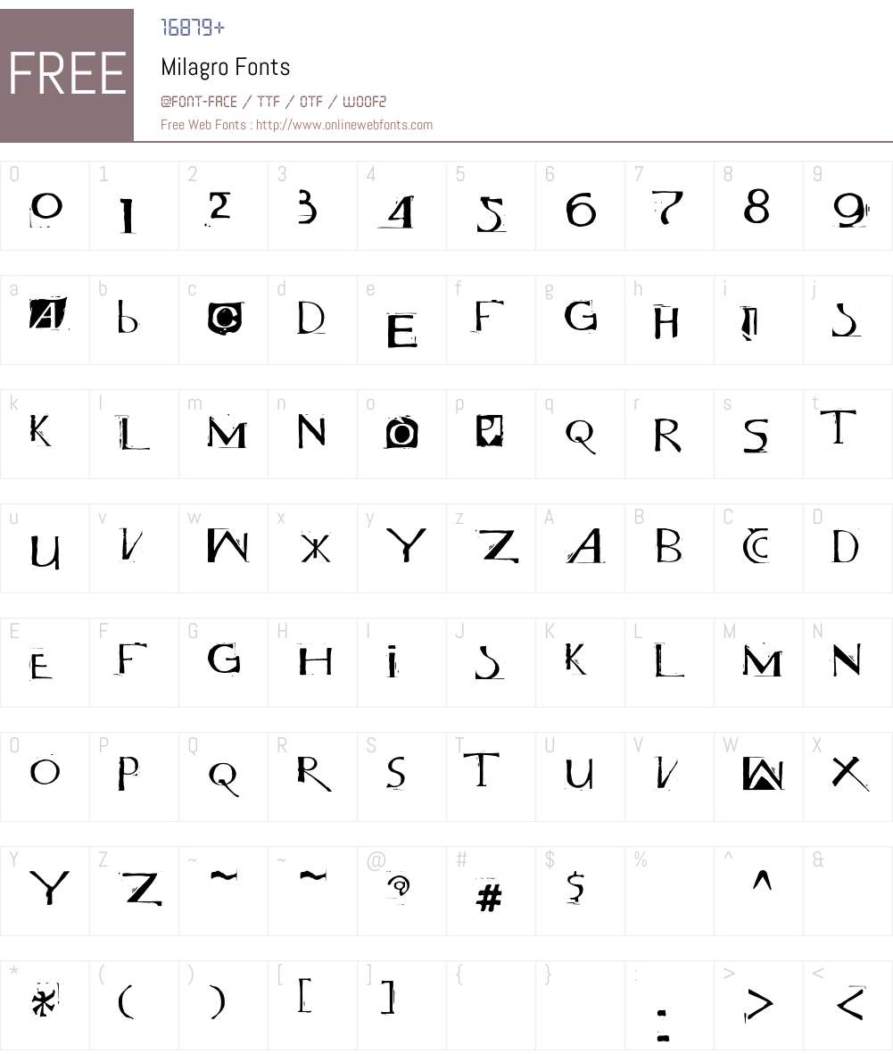 Milagro Font Screenshots