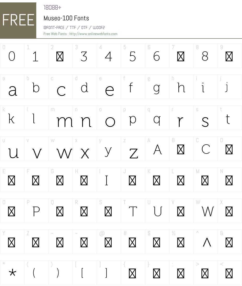 Museo-100 Font Screenshots