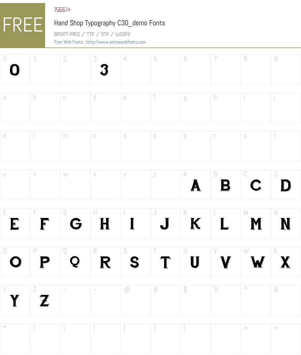 Hand Shop Typography C30_demo Font Screenshots