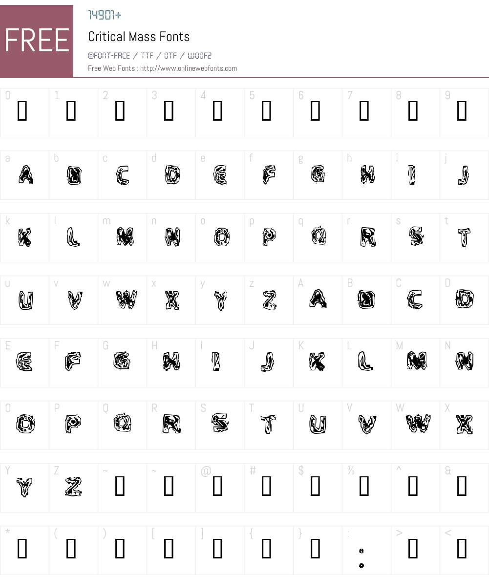 Critical Mass Font Screenshots