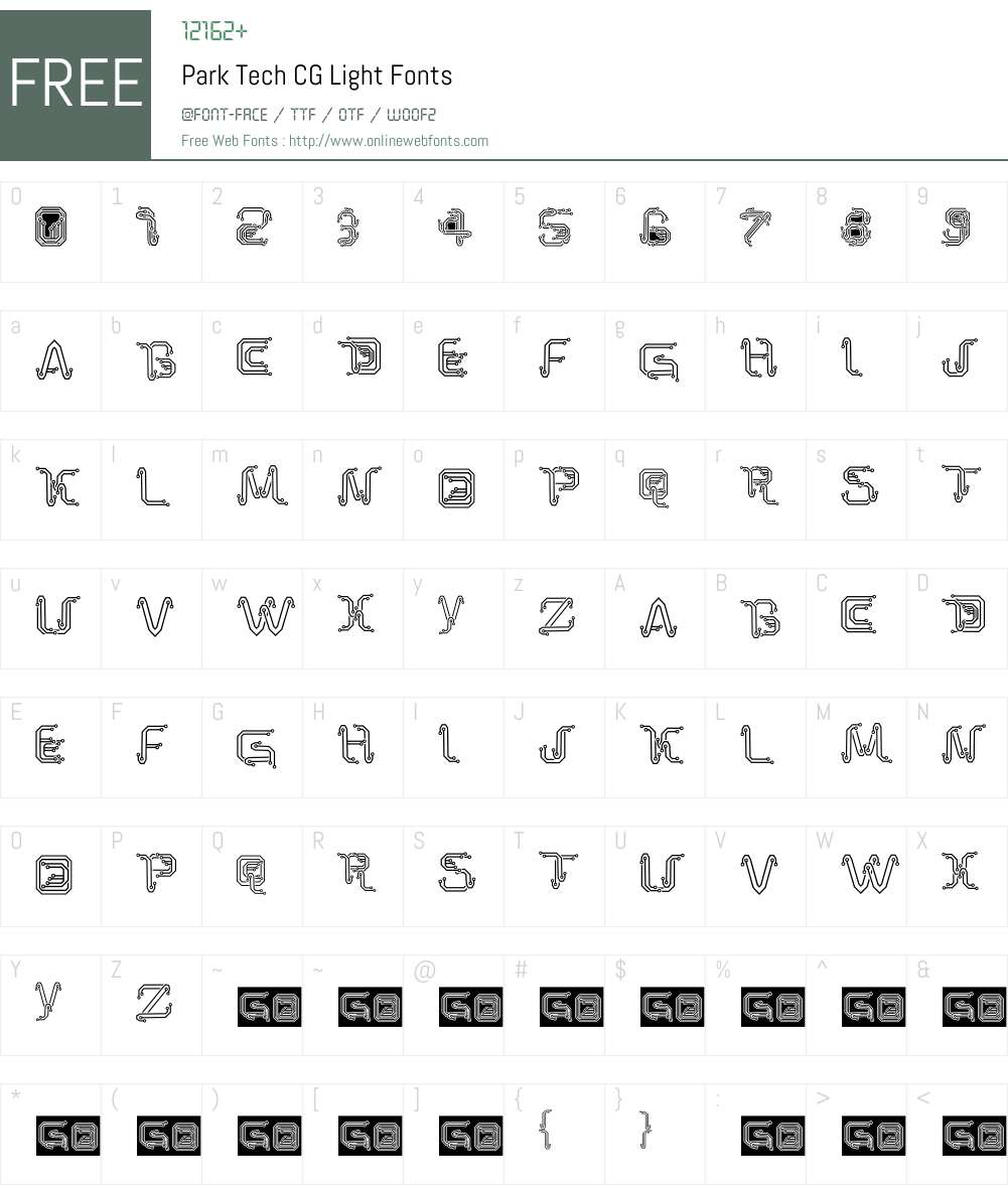 Park Tech CG Light Font Screenshots