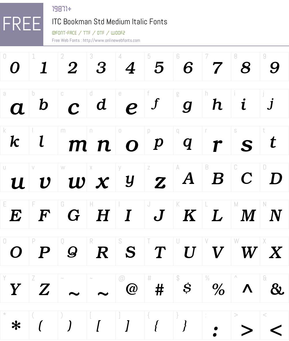 ITC Bookman Std Font Screenshots