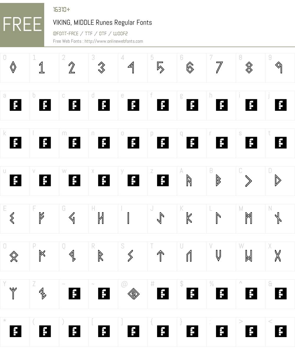 VIKING, MIDDLE Runes Font Screenshots