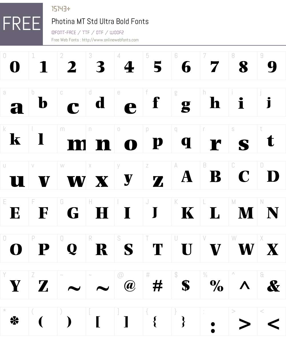Photina MT Std Font Screenshots