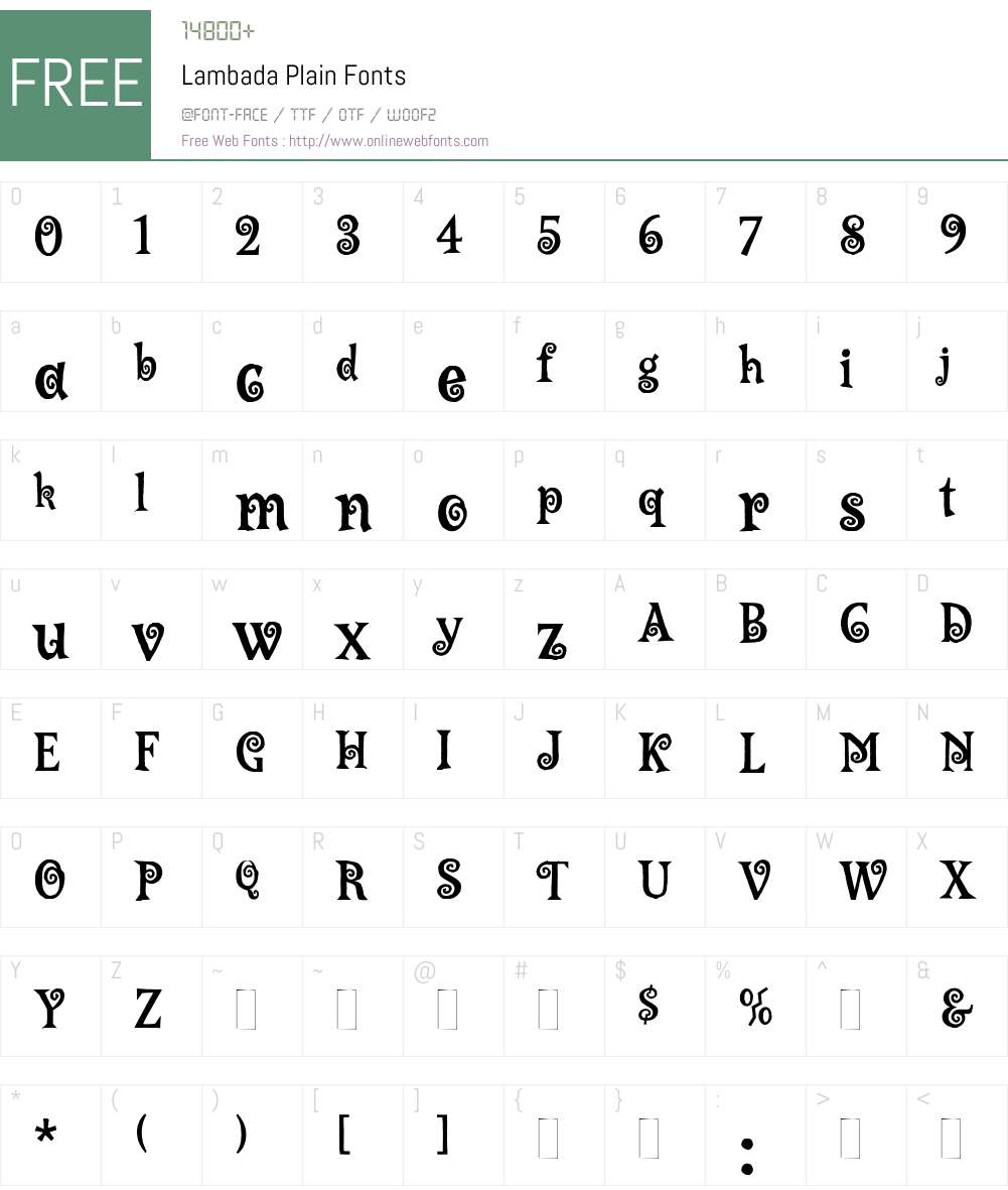 Lambada Font Screenshots