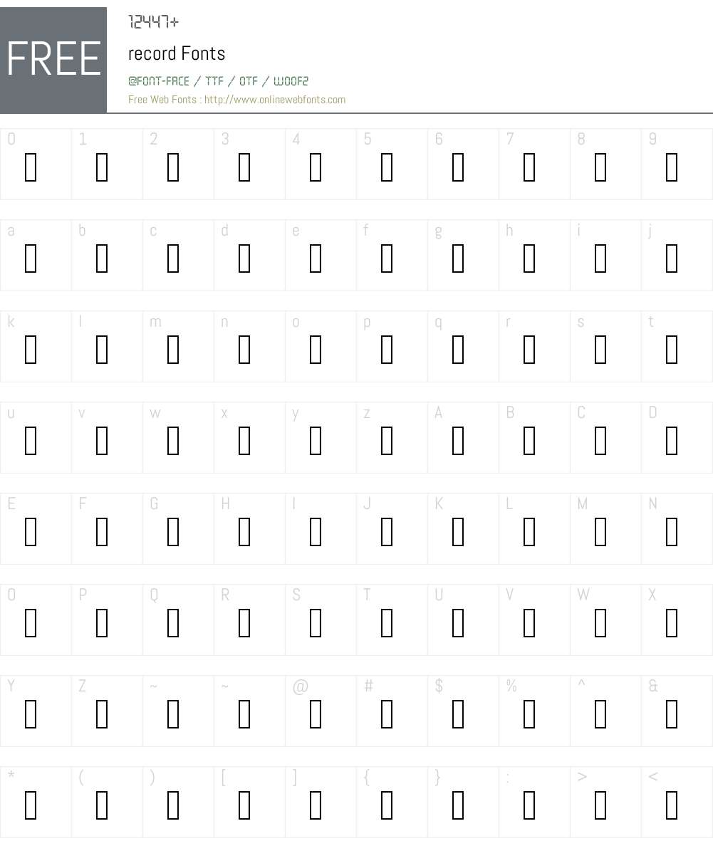 record Font Screenshots