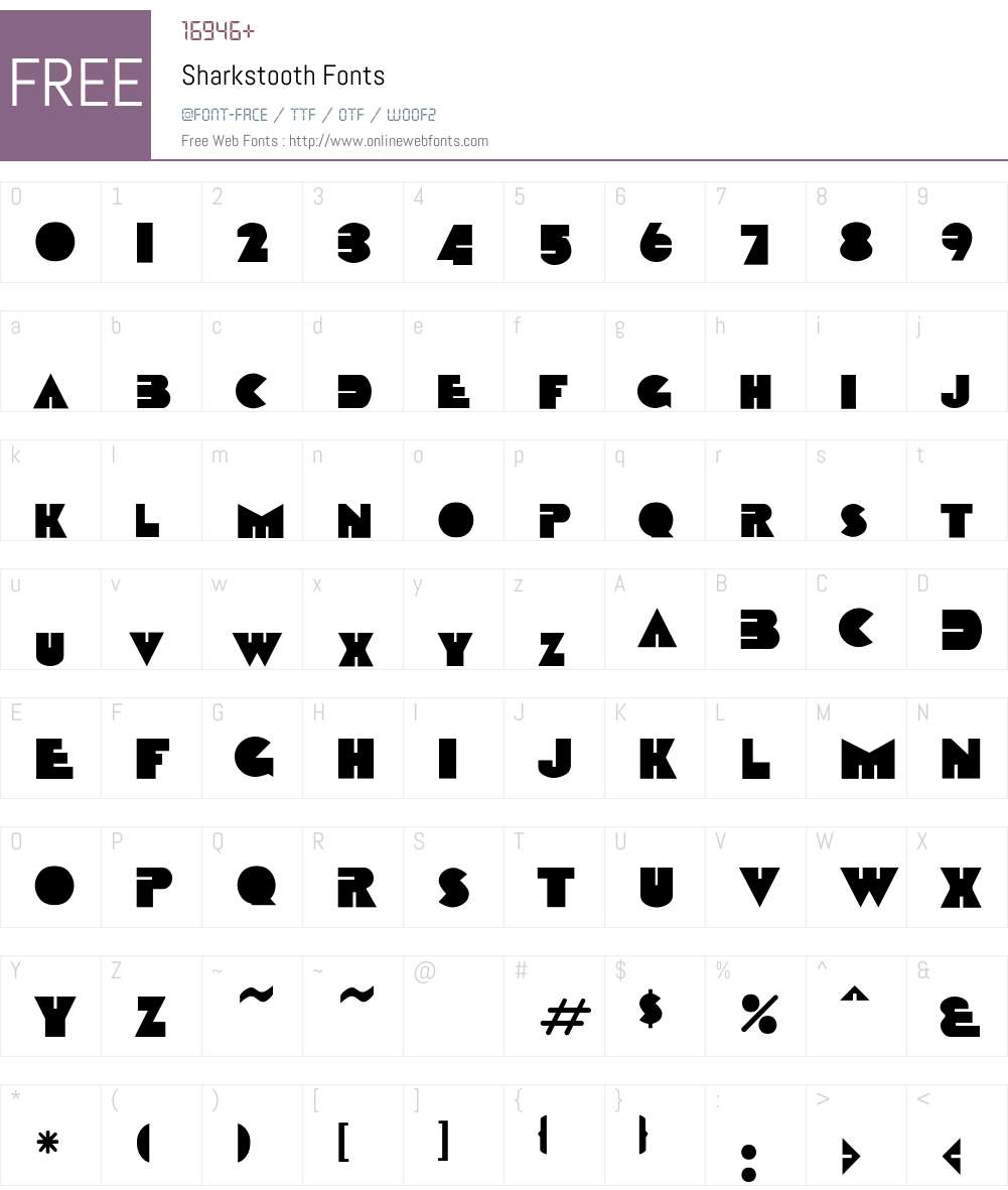 Sharkstooth Font Screenshots