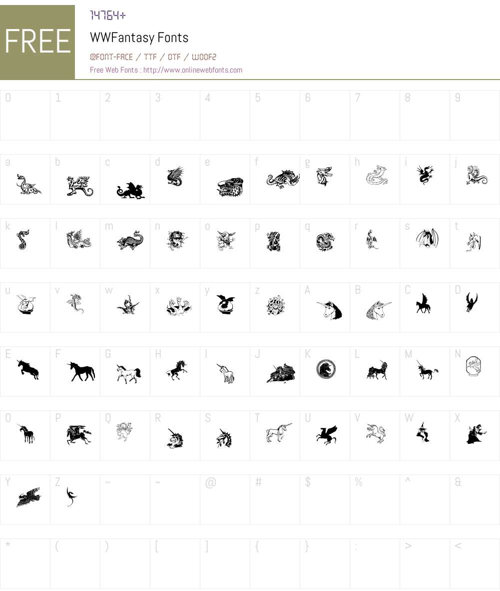 WWFantasy Font Screenshots