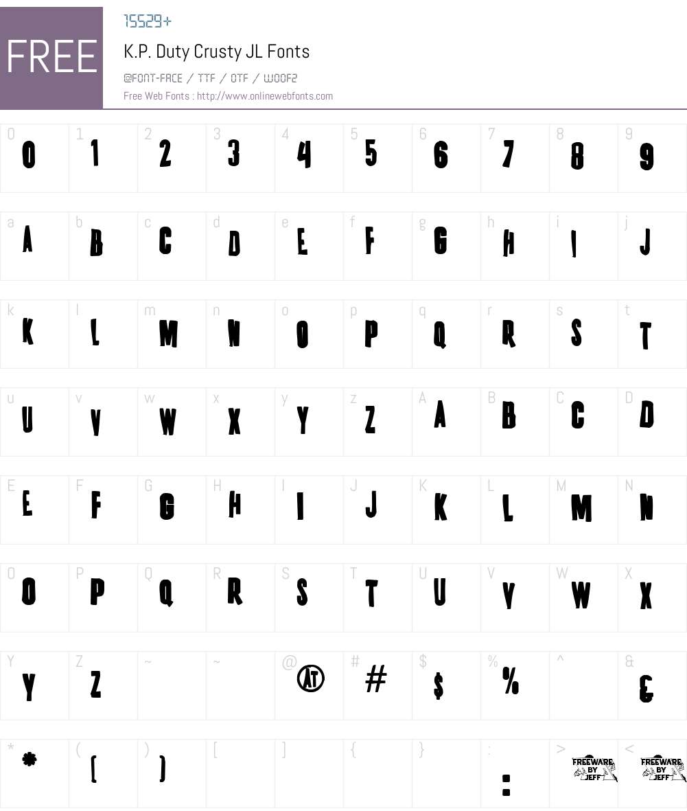 K.P. Duty Crusty JL Font Screenshots