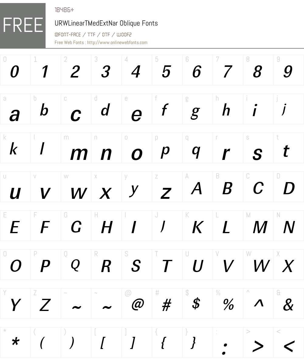 URWLinearTMedExtNar Font Screenshots