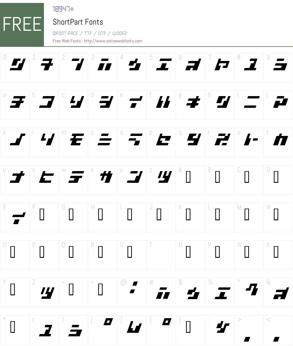 ShortPart Font Screenshots