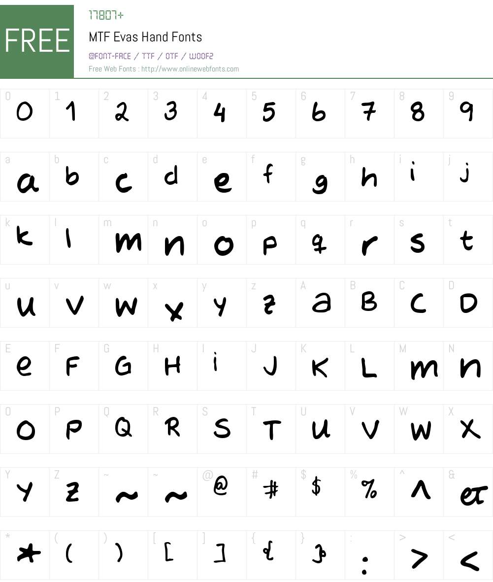MTF Evas Hand Font Screenshots