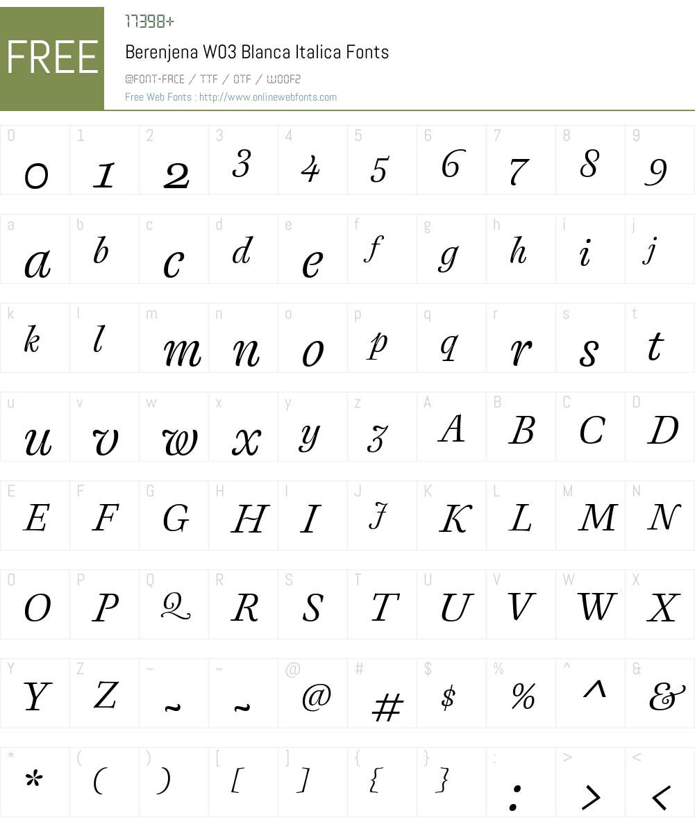 Berenjena Font Screenshots