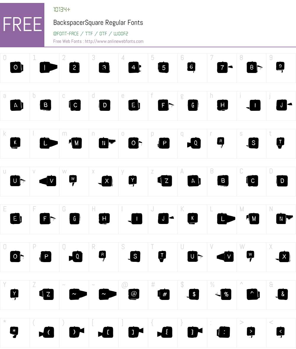 BackspacerSquare Font Screenshots