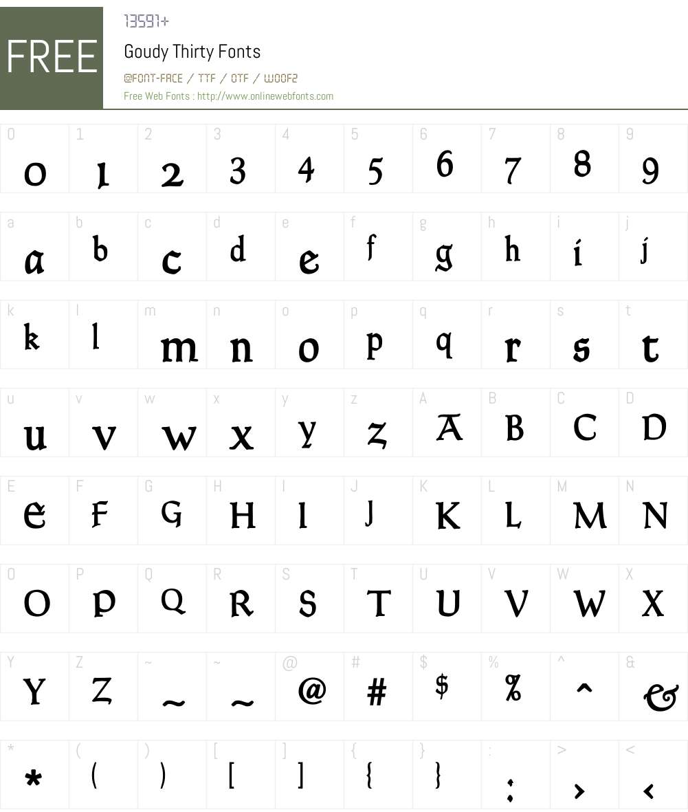 Goudy Thirty Font Screenshots