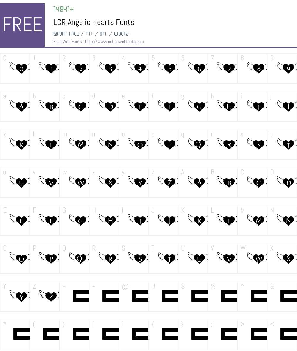 LCR Angelic Hearts Font Screenshots