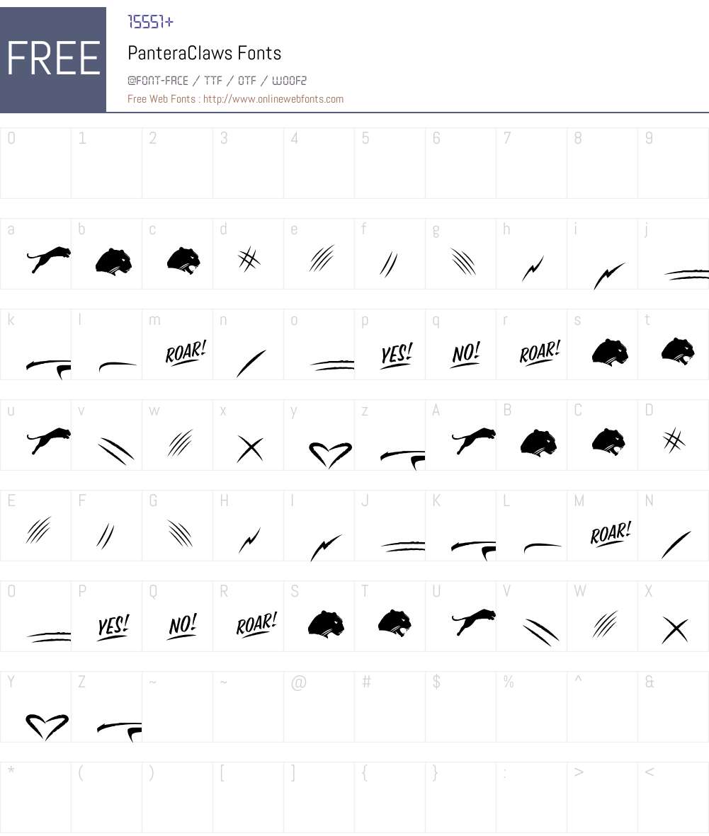 Pantera Claws Font Screenshots