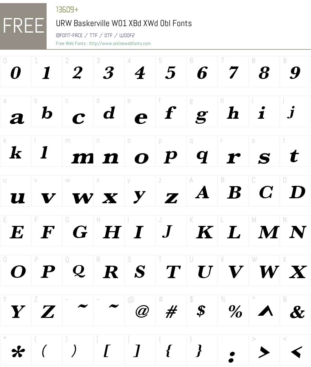 URWBaskervilleW01-XBdXWdObl Font Screenshots