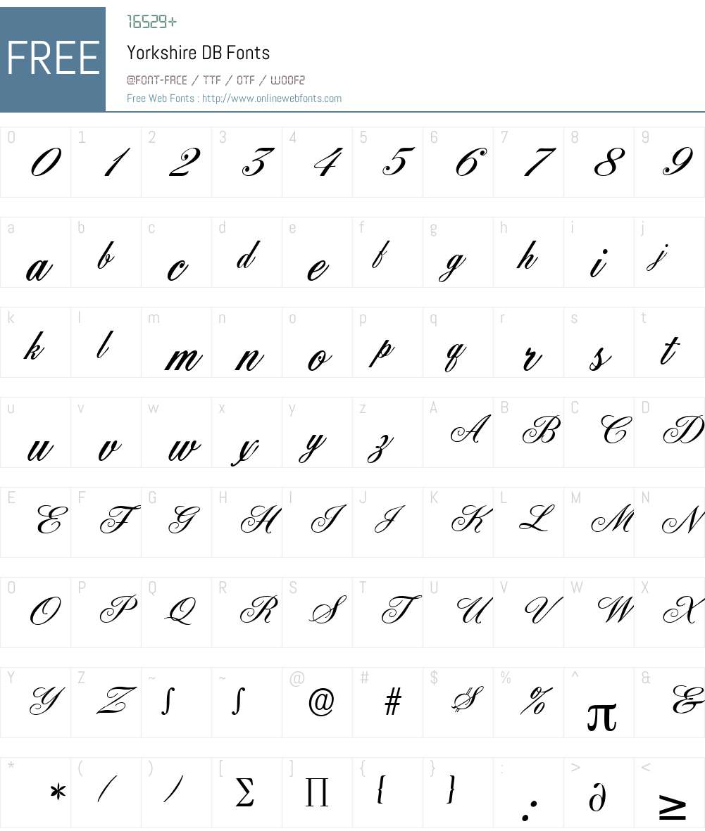 Yorkshire DB Font Screenshots