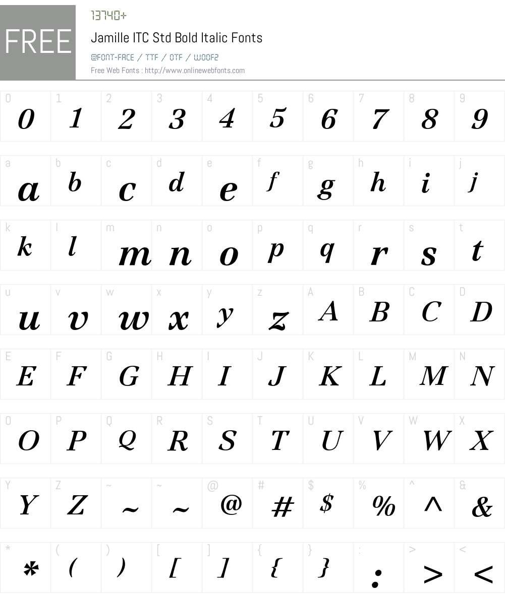 Jamille ITC Std Font Screenshots
