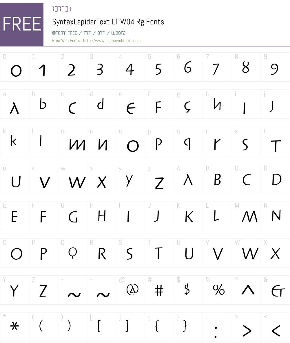 Linotype Syntax Lapidar Text Font Screenshots
