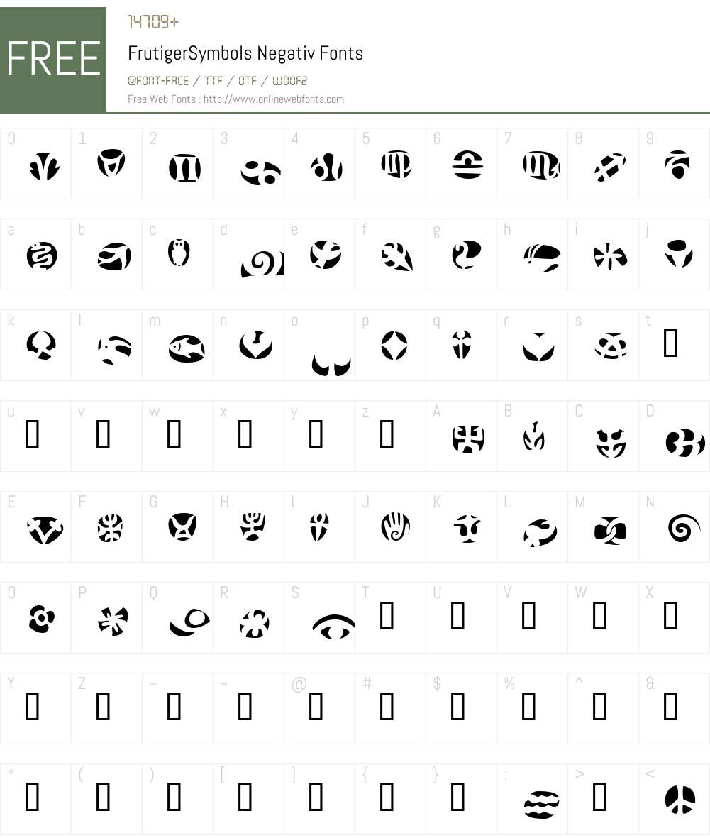 FrutigerSymbols Negativ Font Screenshots