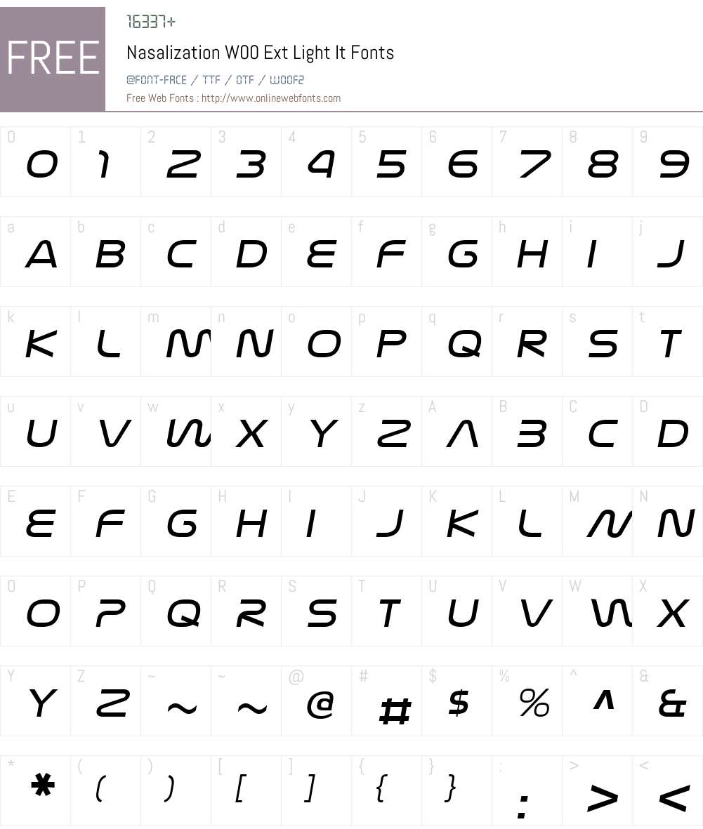 NasalizationW00-ExtLightIt Font Screenshots