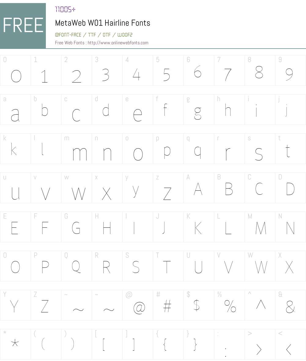 MetaWebW01-Hairline Font Screenshots