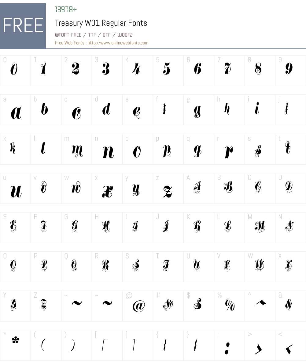 TreasuryW01-Regular Font Screenshots