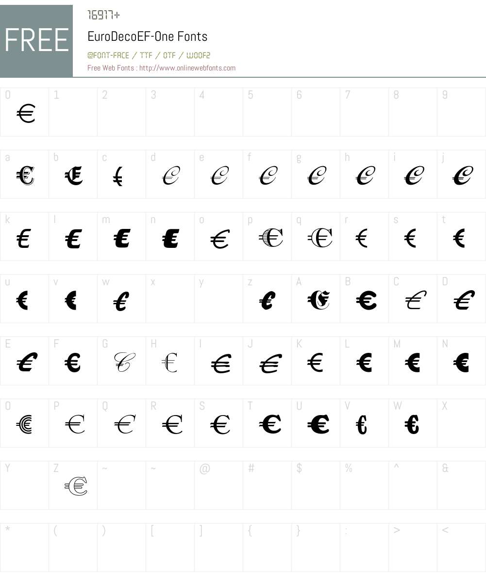 EuroDecoEF Font Screenshots