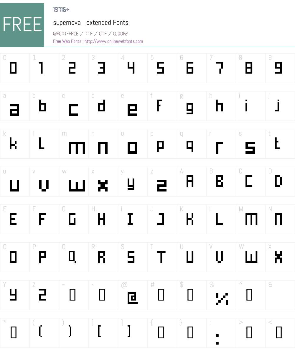 supernova Font Screenshots