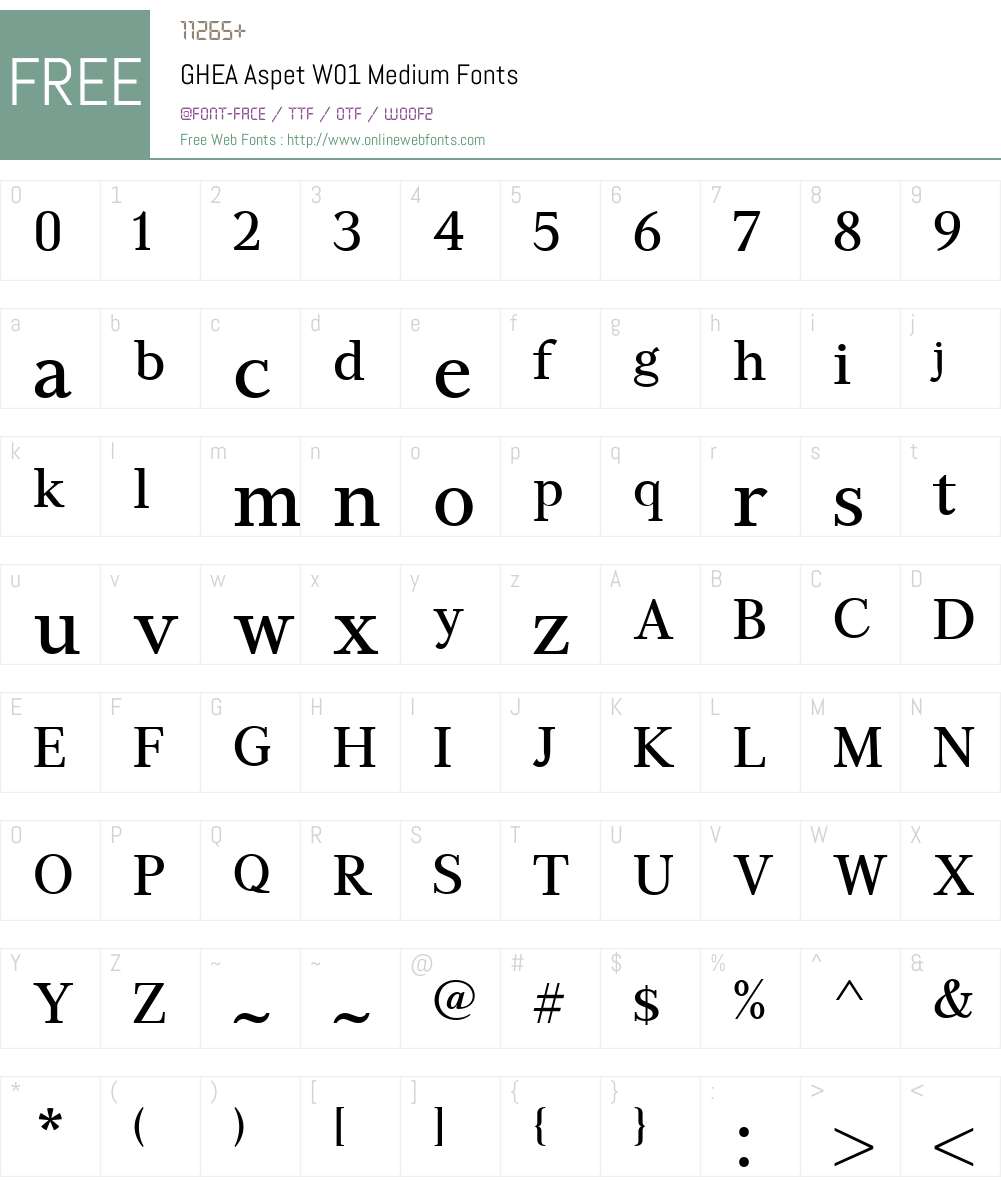 GHEAAspetW01-Medium Font Screenshots