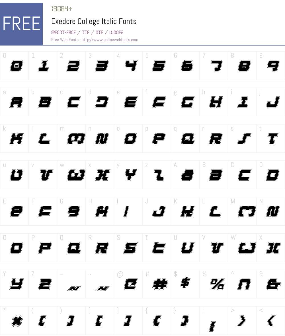 Exedore College Italic Font Screenshots