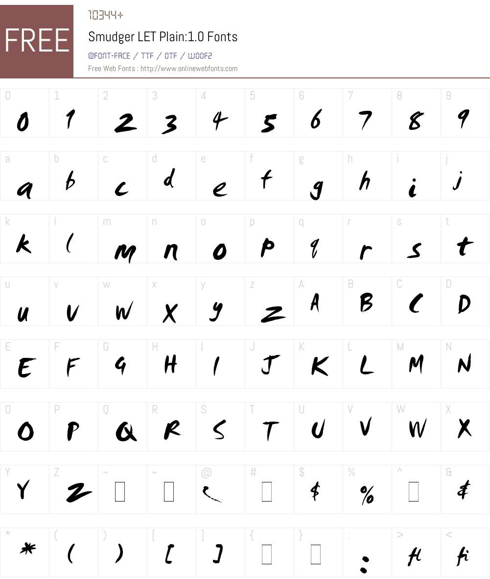 Smudger LET Font Screenshots