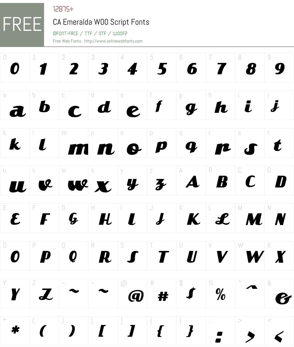 CAEmeraldaW00-Script Font Screenshots