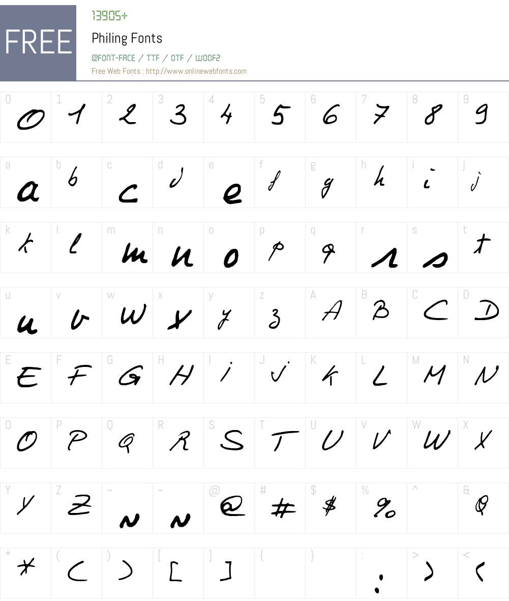 Philing Font Screenshots