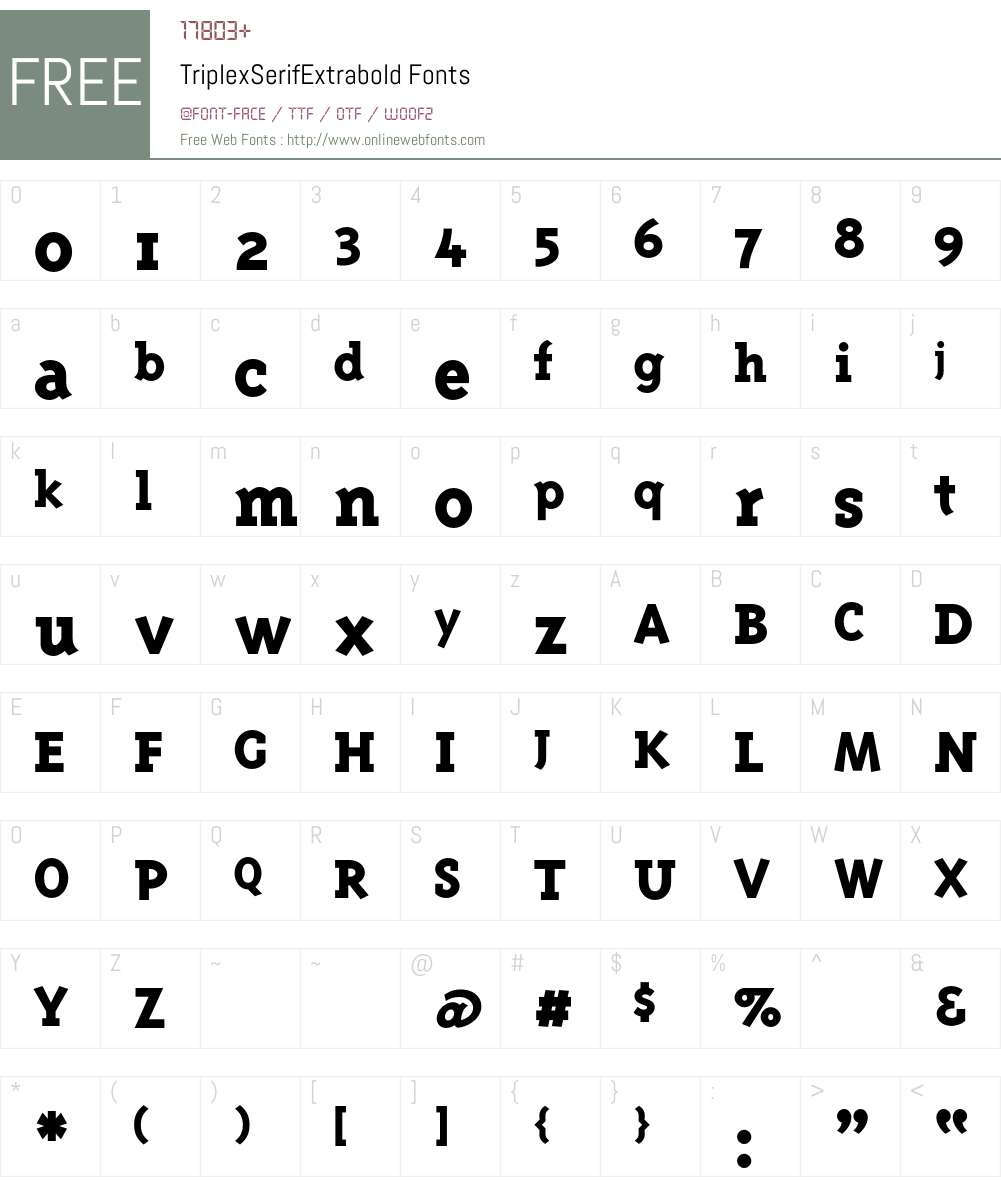 TriplexSerifExtrabold Font Screenshots