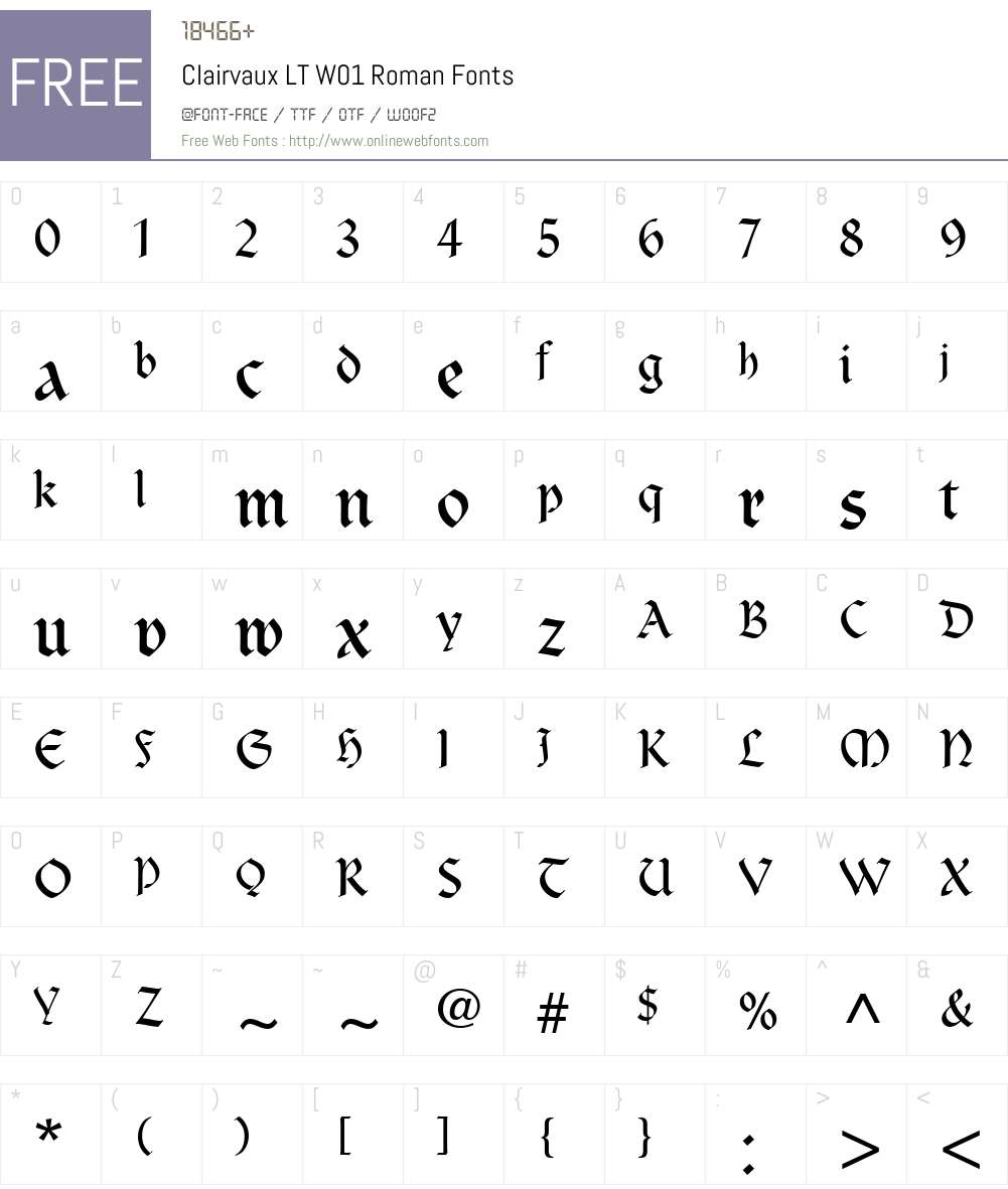 ClairvauxLTW01-Roman Font Screenshots
