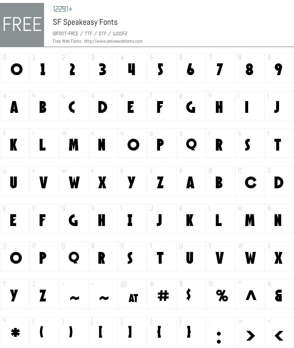 SF Speakeasy Font Screenshots