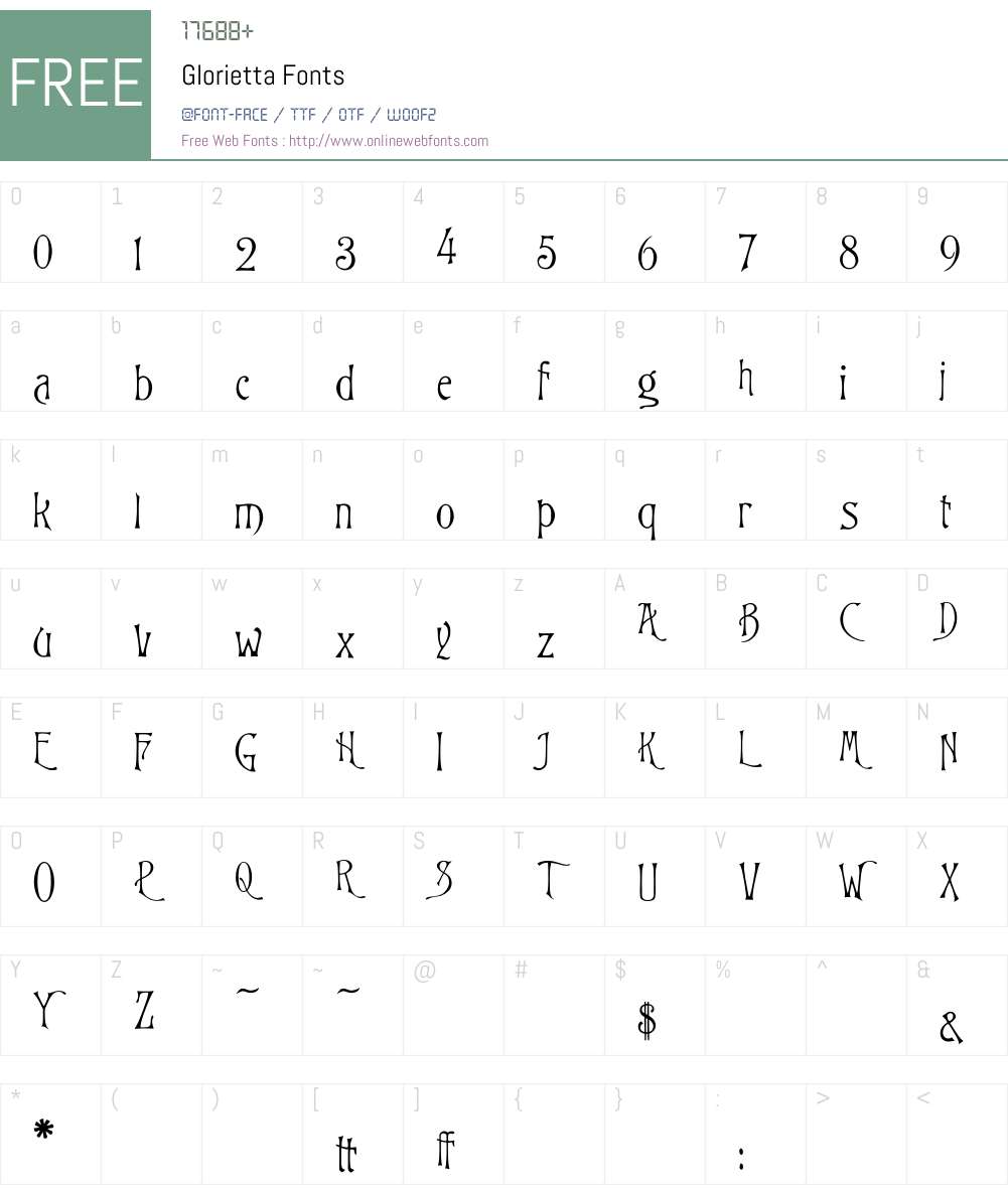 Glorietta Font Screenshots